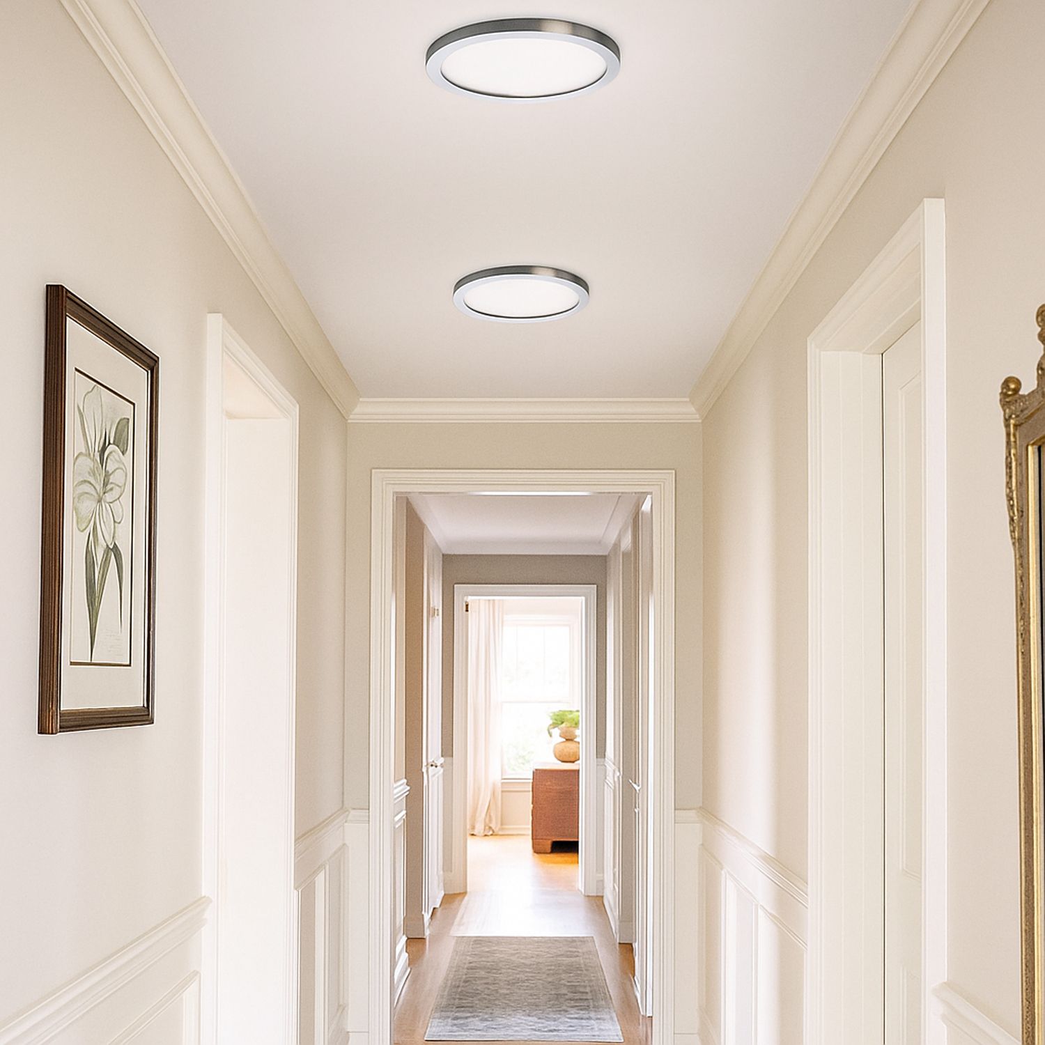 Image 4 Maxim Wafer 7" Wide Round Satin Nickel LED Outdoor Ceiling Light more views