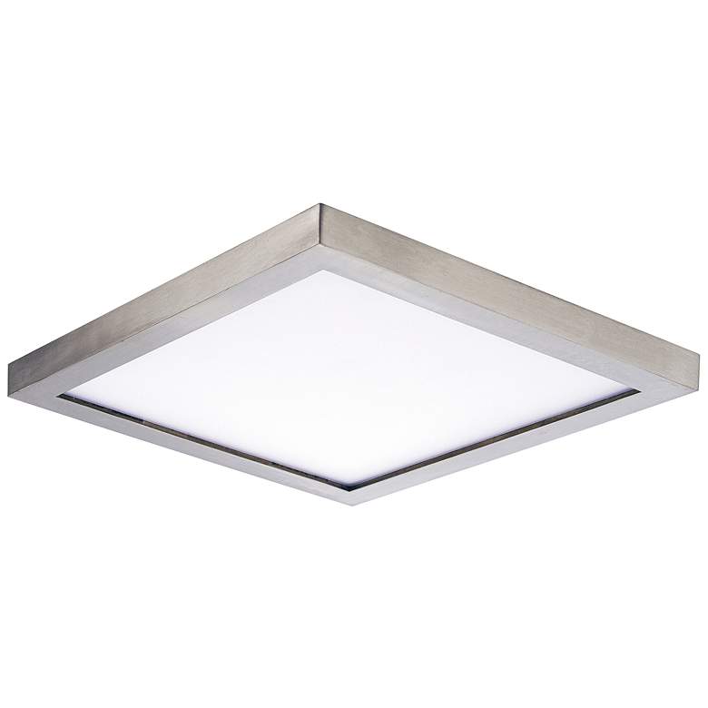 Image 1 Maxim Wafer 7" Wide Square Satin Nickel LED Outdoor Ceiling Light