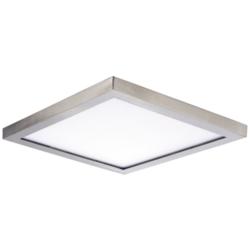 Maxim Wafer 9&quot; Wide Square Satin Nickel LED Outdoor Ceiling Light