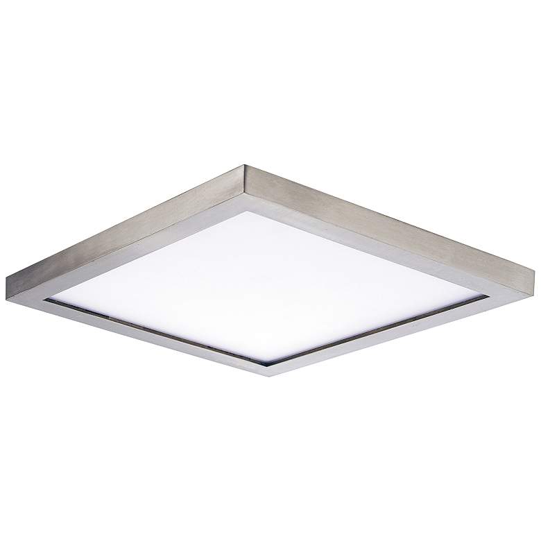 Image 1 Maxim Wafer 9" Wide Square Satin Nickel LED Outdoor Ceiling Light