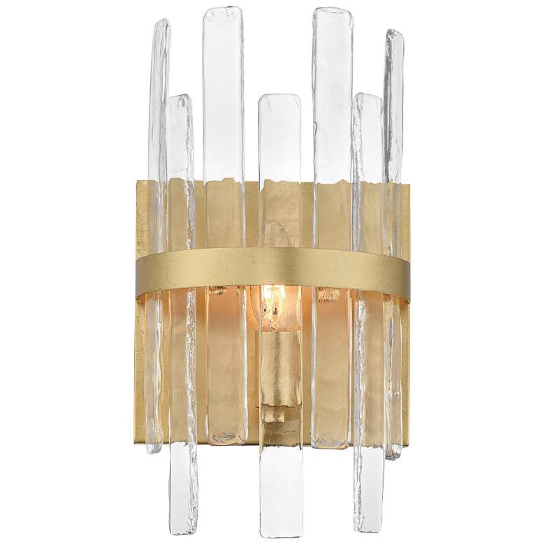 Image 1 Maxim Warren 11 1/2" High Gold Leaf 1-Light Wall Sconce