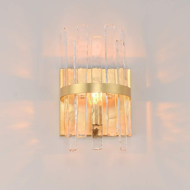 Image 3 Maxim Warren 11 1/2" High Gold Leaf 1-Light Wall Sconce more views