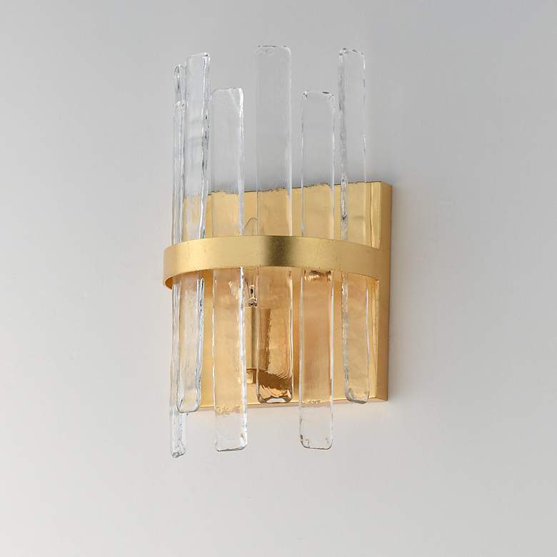 Image 4 Maxim Warren 11 1/2" High Gold Leaf 1-Light Wall Sconce more views