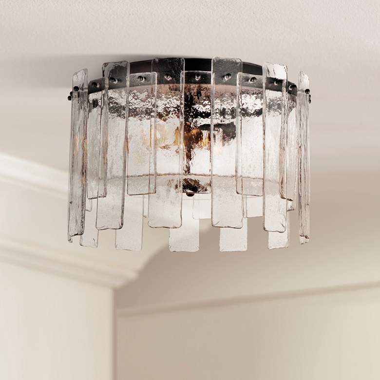 Image 1 Maxim Warren 14 1/2" Wide Dark Bronze 2-Light Flush Mount