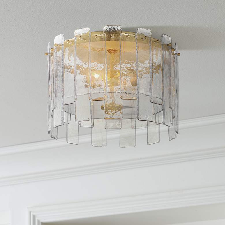 Image 1 Maxim Warren 14 1/2" Wide Gold Leaf 2-Light Ceiling Light