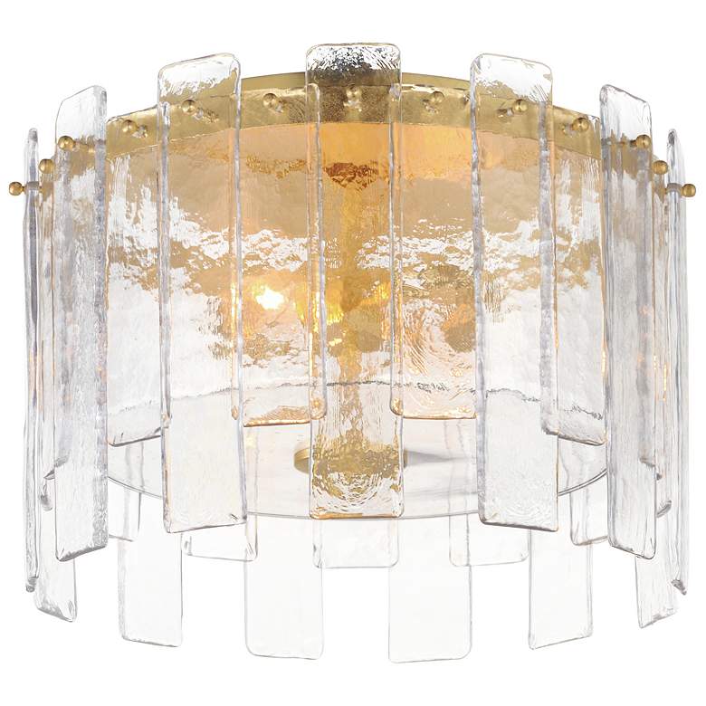 Image 1 Maxim Warren 14 1/2" Wide Gold Leaf 2-Light Ceiling Light
