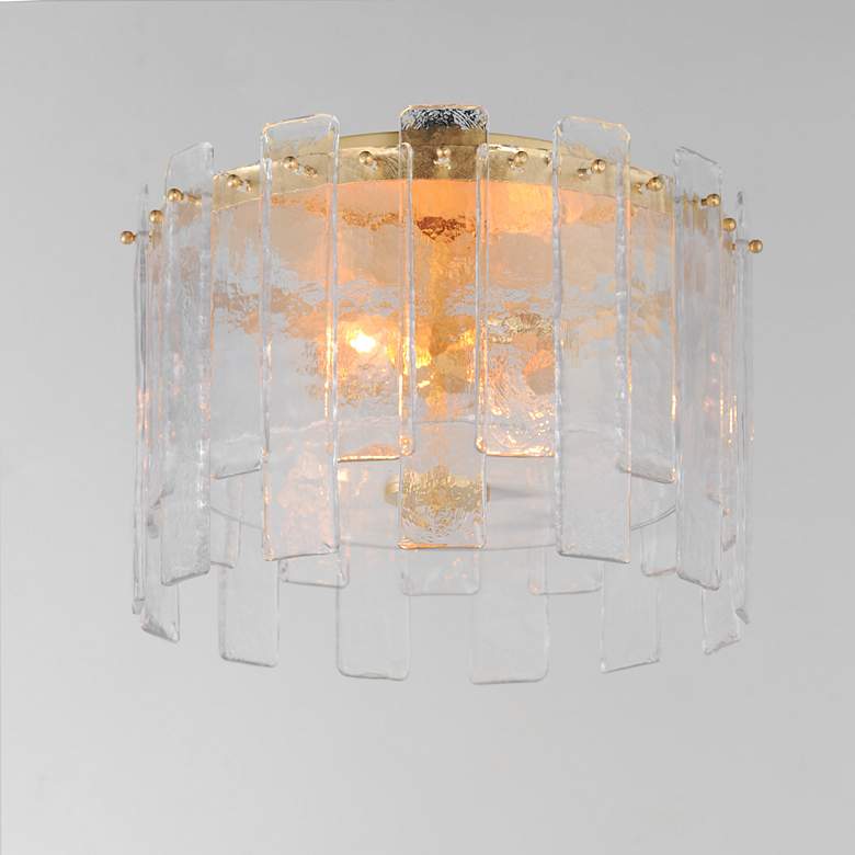 Image 2 Maxim Warren 14 1/2" Wide Gold Leaf 2-Light Ceiling Light more views