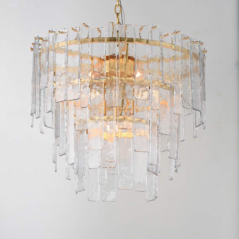 Image 3 Maxim Warren 24" Wide Gold Leaf 9-Light Pendant more views