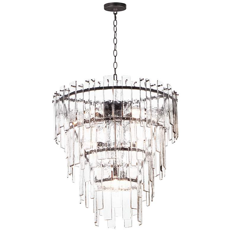 Image 1 Maxim Warren 30 inch 12-Light Dark Bronze and Glass Pendant Chandelier