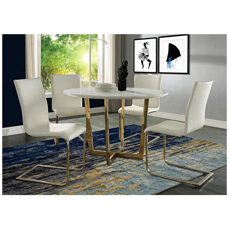 Image 1 Maxim White and Gold 5-Piece Dining Set