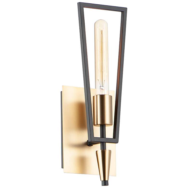 Image 2 Maxim Wings 14 1/2" High Black and Satin Brass Wall Sconce