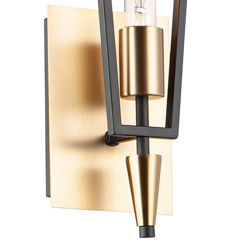 Image 4 Maxim Wings 14 1/2" High Black and Satin Brass Wall Sconce more views