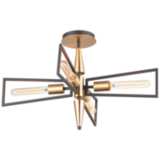 Maxim Wings 25&quot;W Black and Satin Brass 4-Light Ceiling Light