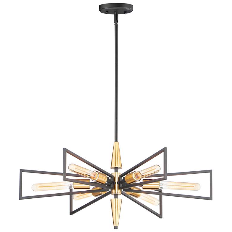Image 1 Maxim Wings 29" Wide 6-Light Black and Satin Brass Modern Chandelier