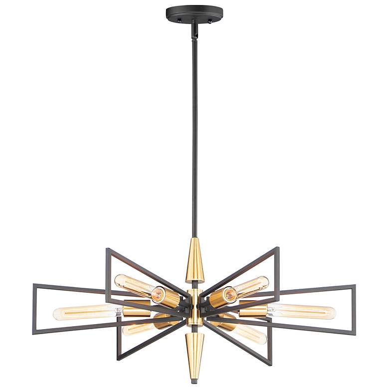 Image 3 Maxim Wings 29" Wide 6-Light Black and Satin Brass Modern Chandelier