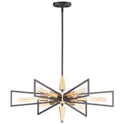 Maxim Wings 29&quot; Wide 6-Light Black and Satin Brass Modern Chandelier