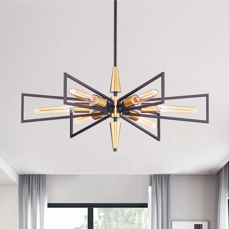 Image 2 Maxim Wings 29" Wide 6-Light Black and Satin Brass Modern Chandelier