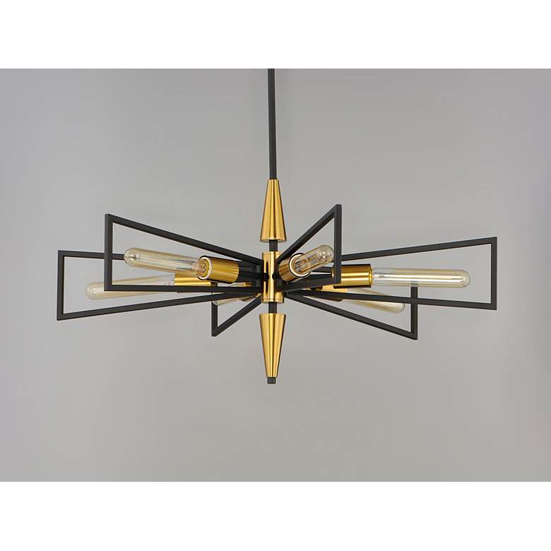 Image 5 Maxim Wings 29" Wide 6-Light Black and Satin Brass Modern Chandelier more views