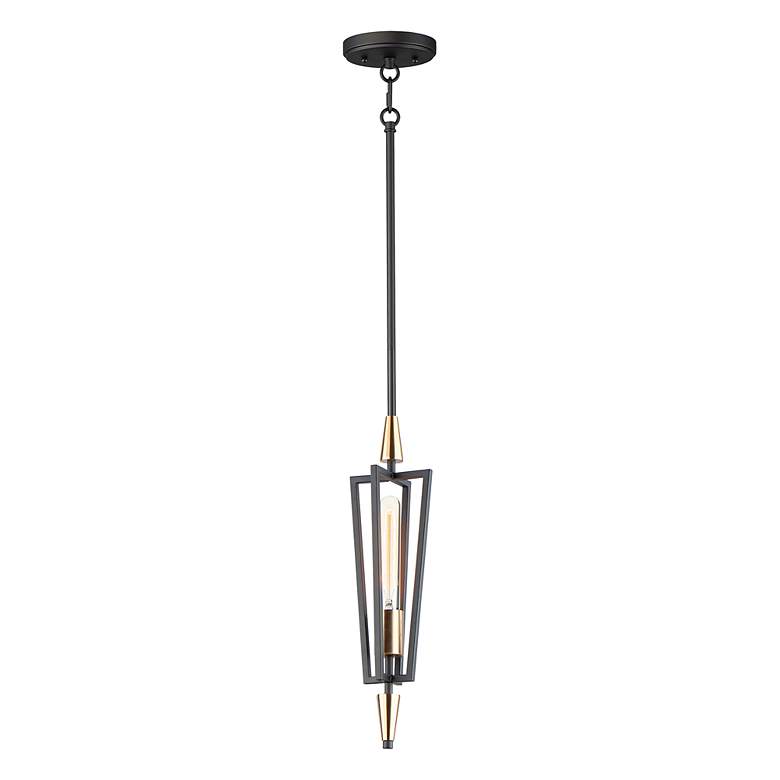 Image 1 Maxim Wings 4 3/4" Wide Black and Satin Brass Mini Pendant