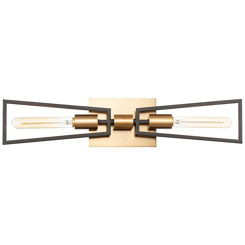 Image 2 Maxim Wings 5"H Black and Satin Brass 2-Light Wall Sconce