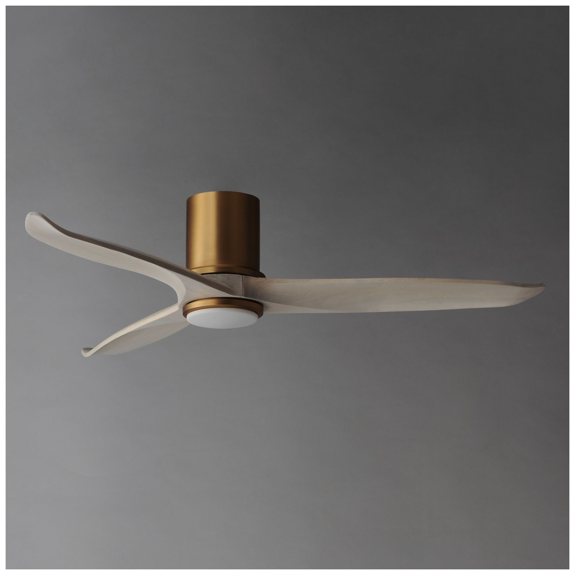 Image 3 Maxim Woodwind 52" Natural Aged Brass Solid Wood Blade Hugger Fan w LED more views