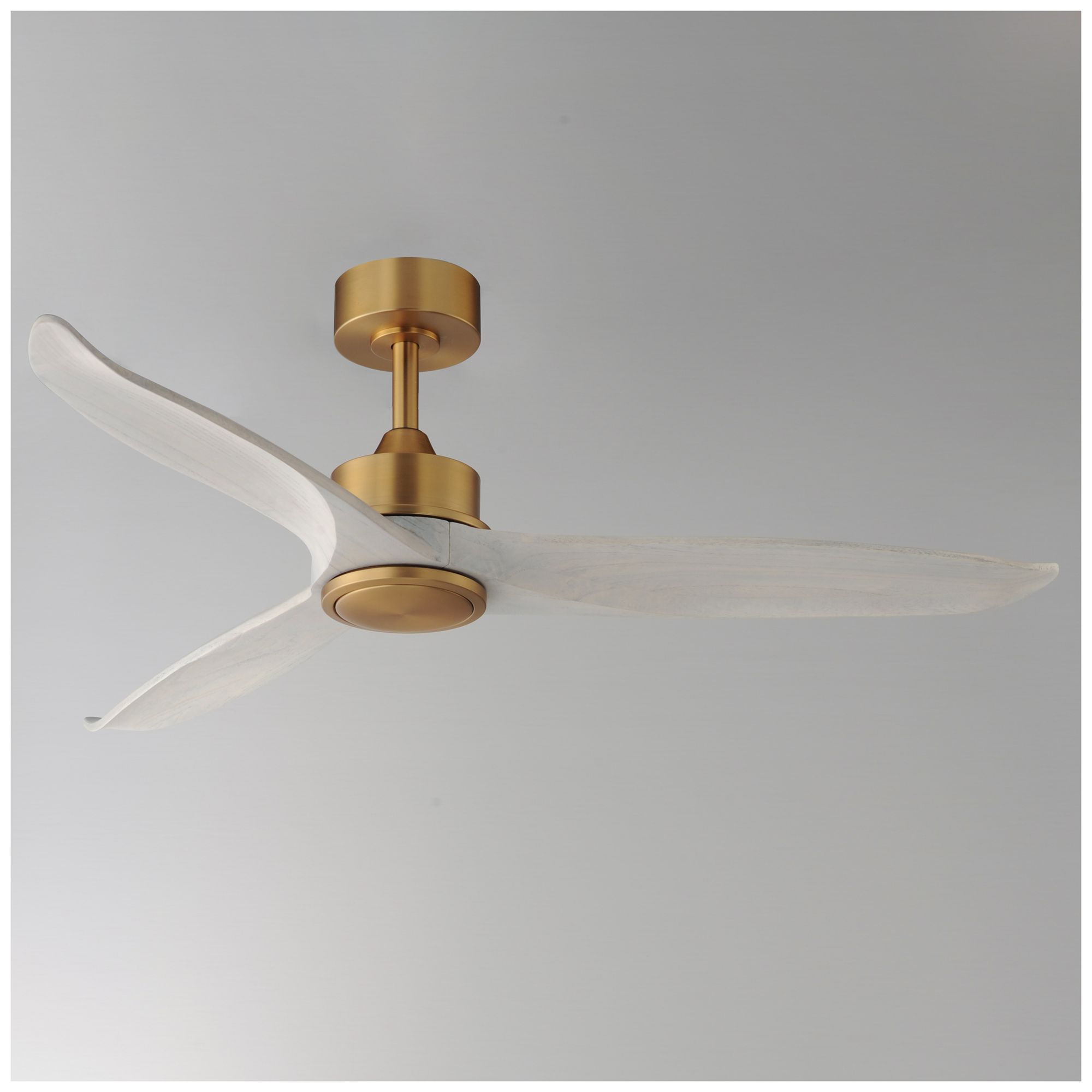 Image 3 Maxim Woodwind 52" White Wood/Natural Aged Brass Solid Wood Blade Fan w LED more views