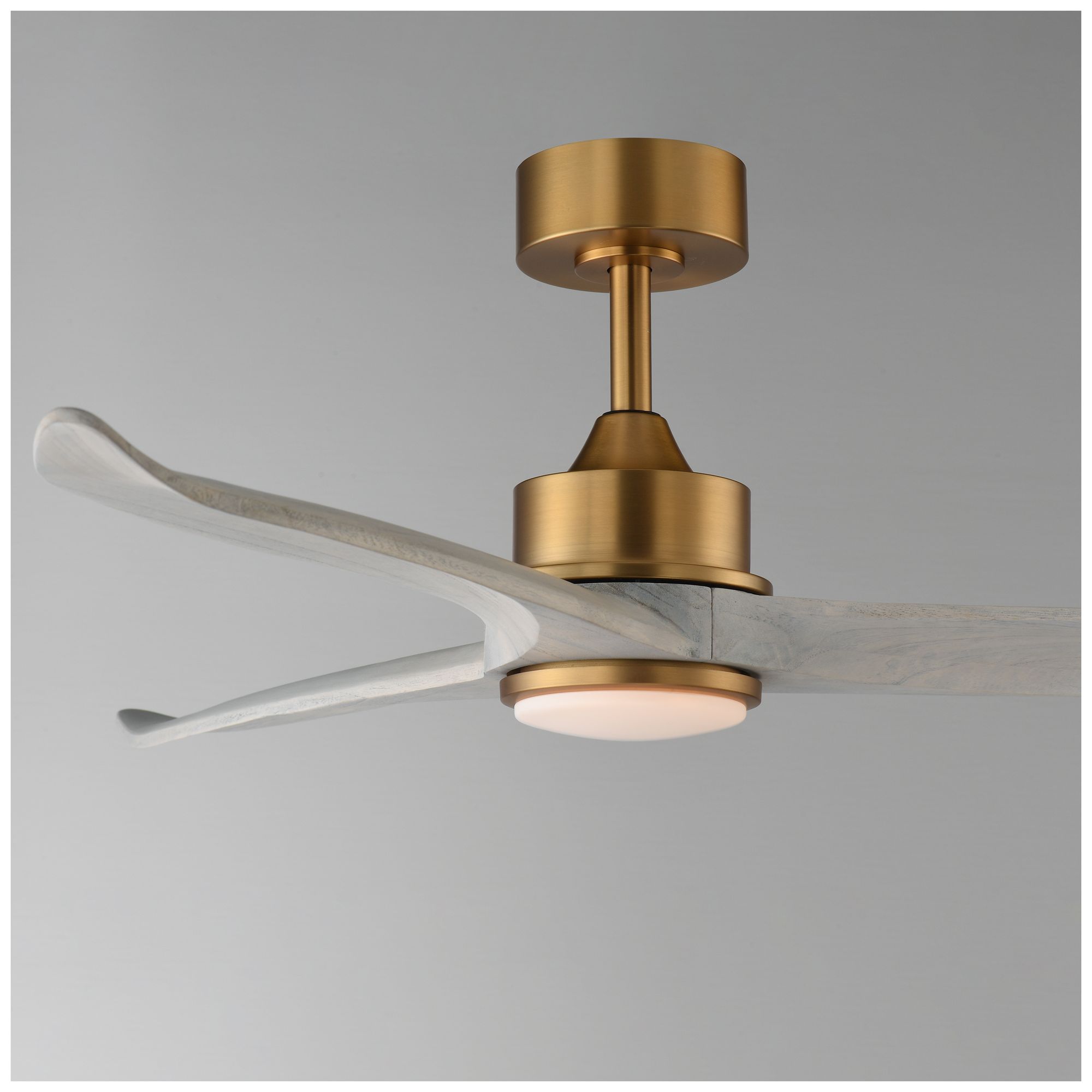 Image 4 Maxim Woodwind 52" White Wood/Natural Aged Brass Solid Wood Blade Fan w LED more views