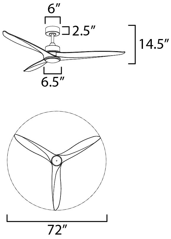 Image 6 Maxim Woodwind 72" Greywood/Black Solid Wood Blade Fan w LED more views