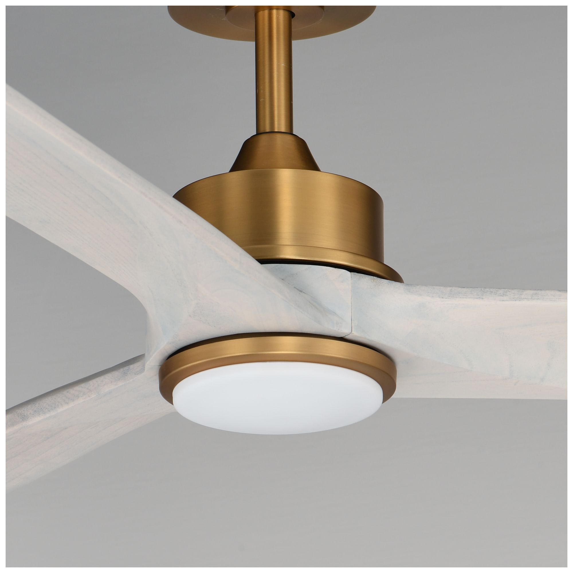 Image 4 Maxim Woodwind 80" White Wood/Natural Aged Brass Solid Wood Blade Fan W LED more views