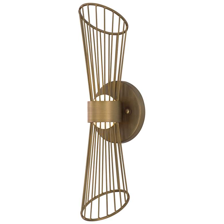 Image 1 Maxim Zeta 16 inch High Natural Aged Brass LED Wall Sconce