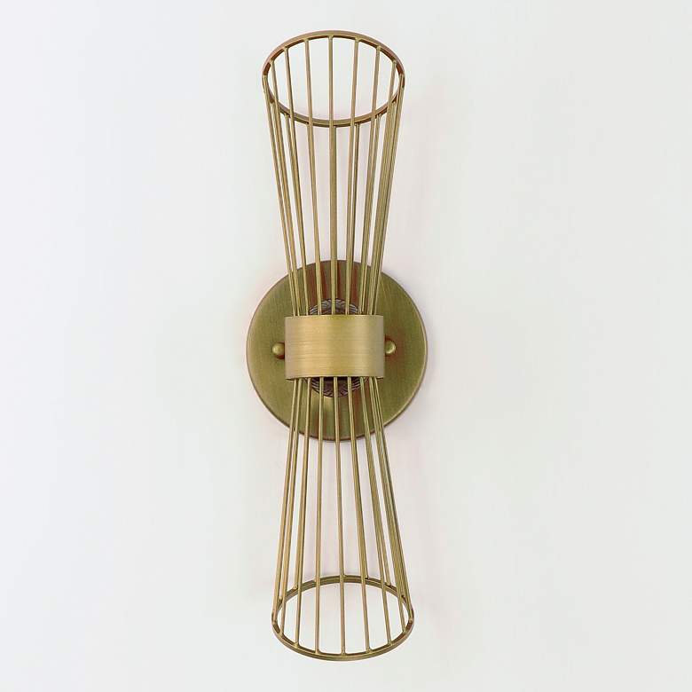 Image 2 Maxim Zeta 16" High Natural Aged Brass LED Wall Sconce more views