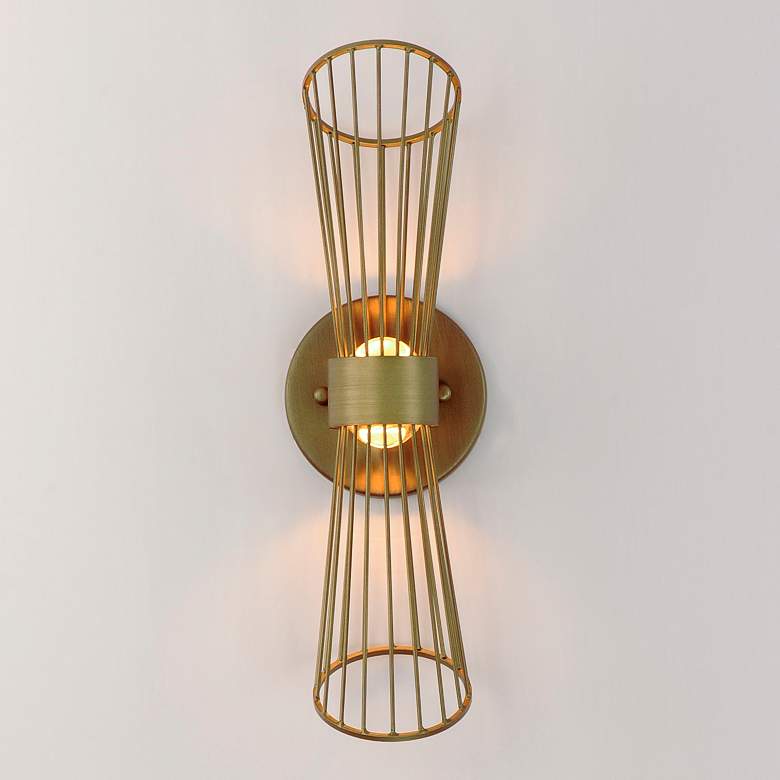 Image 3 Maxim Zeta 16" High Natural Aged Brass LED Wall Sconce more views