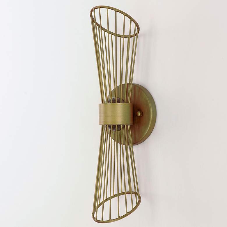 Image 4 Maxim Zeta 16" High Natural Aged Brass LED Wall Sconce more views