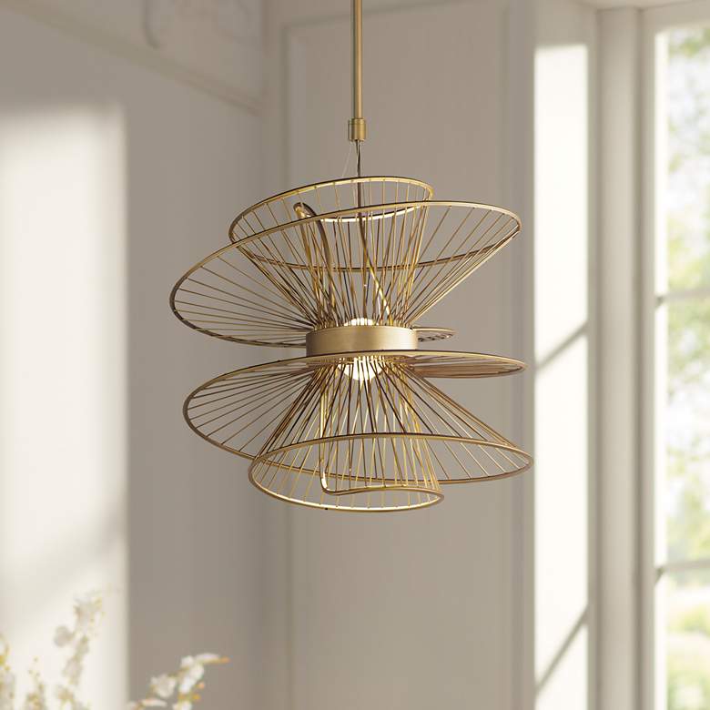 Image 1 Maxim Zeta 22" Wide Natural Aged Brass 2-Light LED Pendant