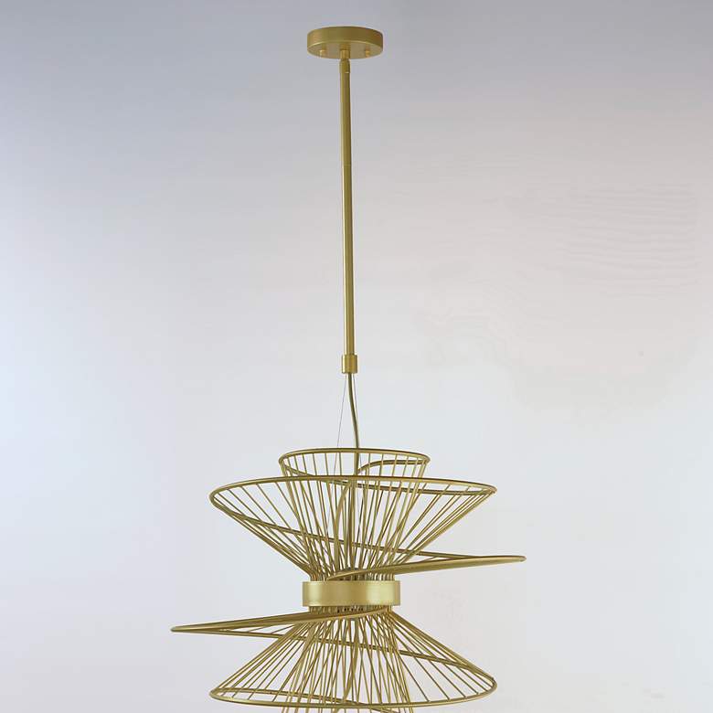 Image 3 Maxim Zeta 22" Wide Natural Aged Brass 2-Light LED Pendant more views