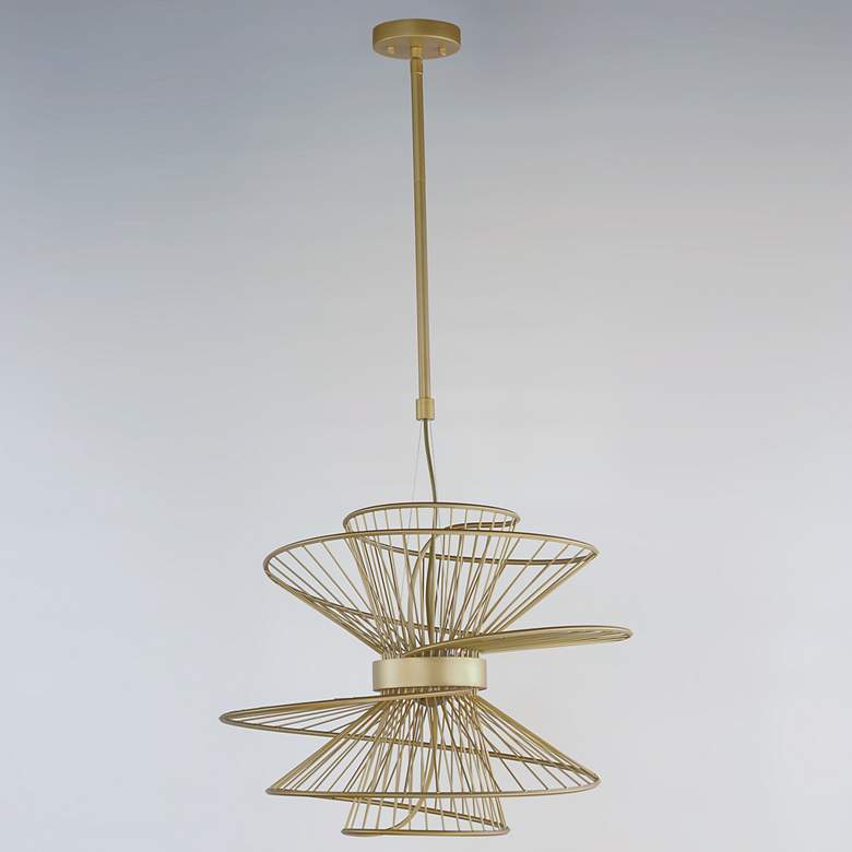 Image 4 Maxim Zeta 22" Wide Natural Aged Brass 2-Light LED Pendant more views