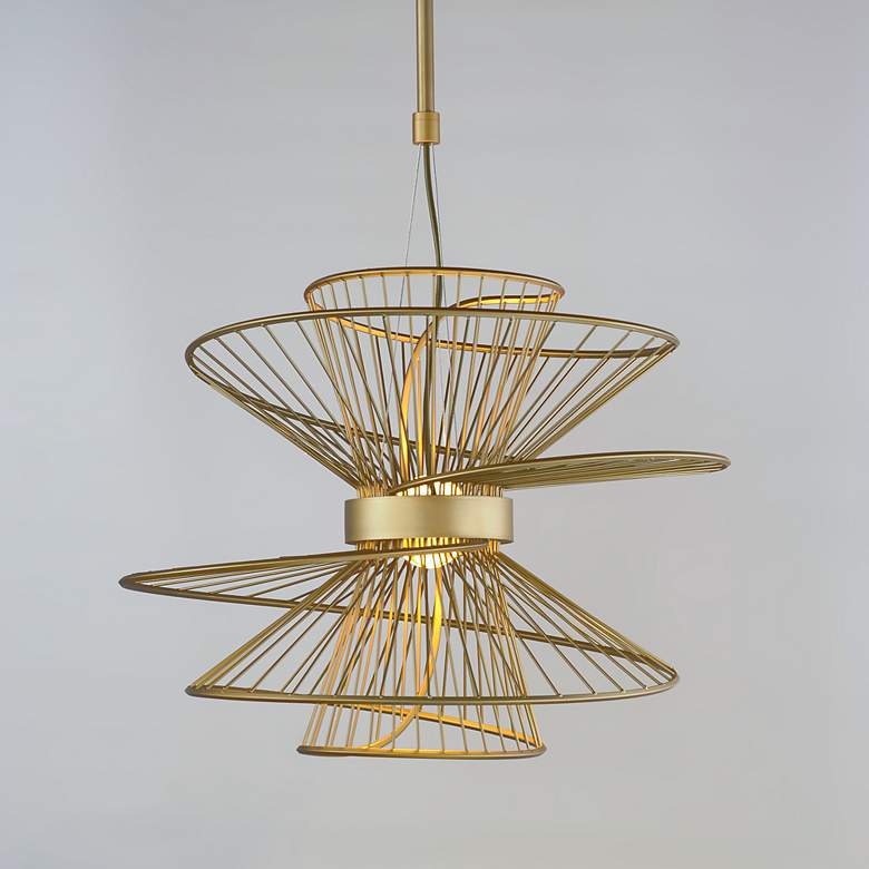 Image 5 Maxim Zeta 22" Wide Natural Aged Brass 2-Light LED Pendant more views