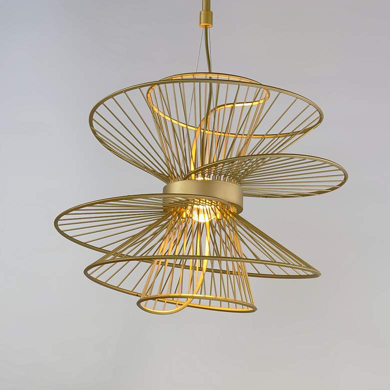 Image 6 Maxim Zeta 22" Wide Natural Aged Brass 2-Light LED Pendant more views