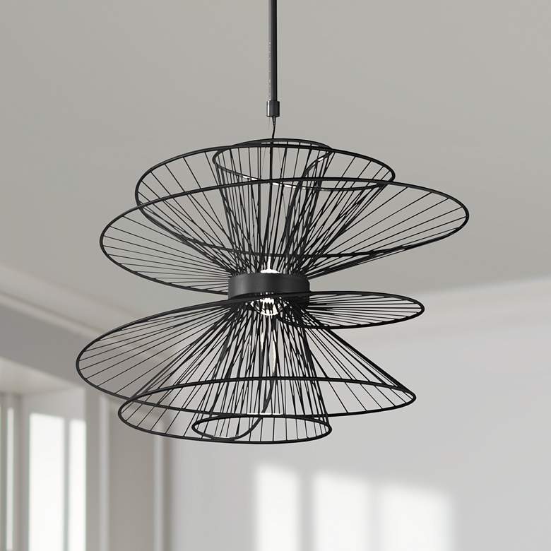 Image 1 Maxim Zeta 26" Wide Black Twirls LED Pendant Light
