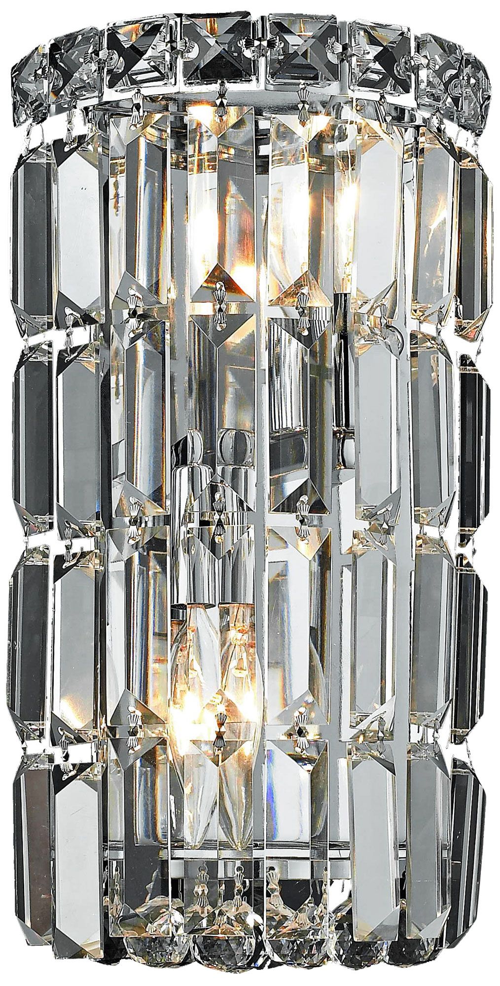 Maxime 12" High Chrome and Clear Crystal Wall Sconce