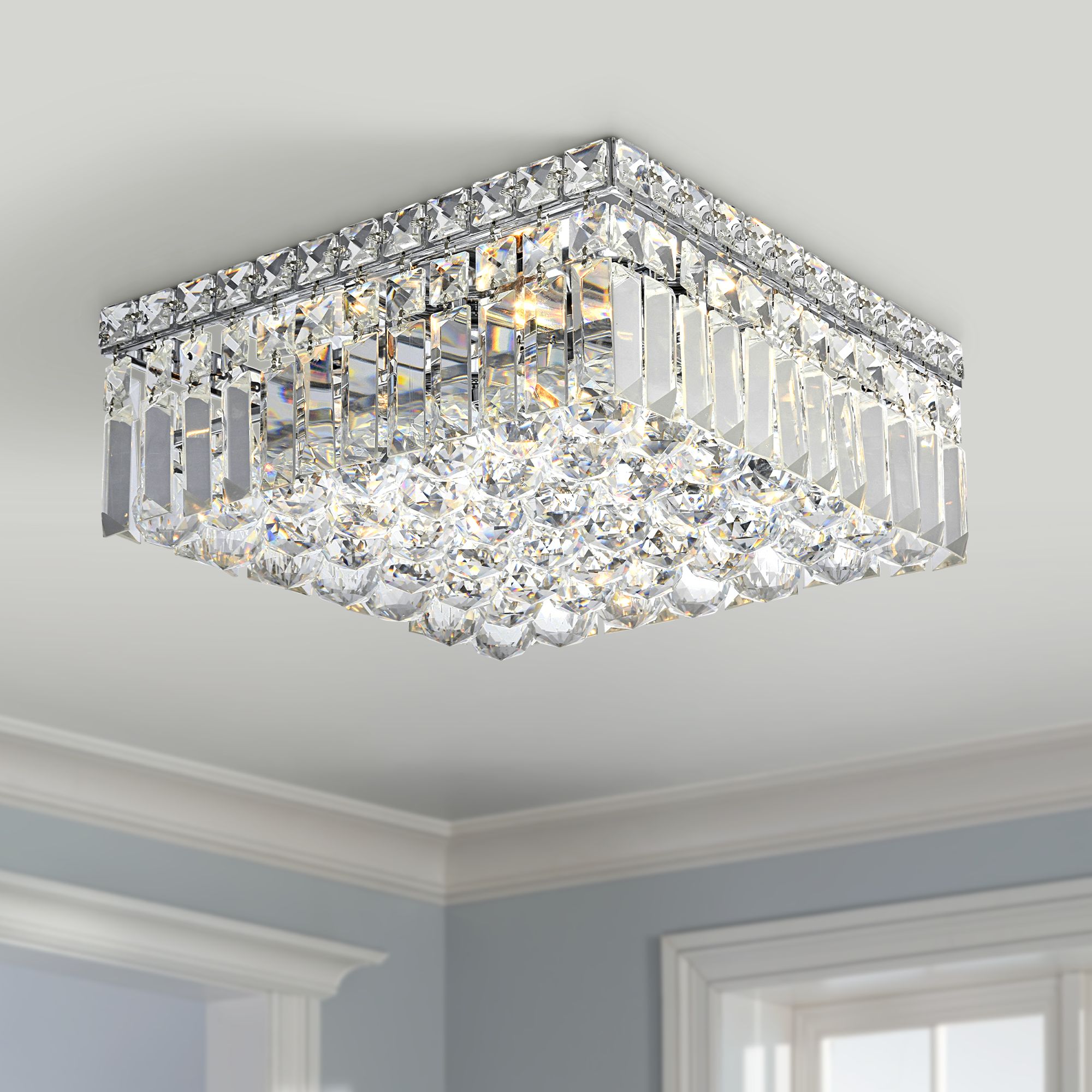 chrome and crystal ceiling light