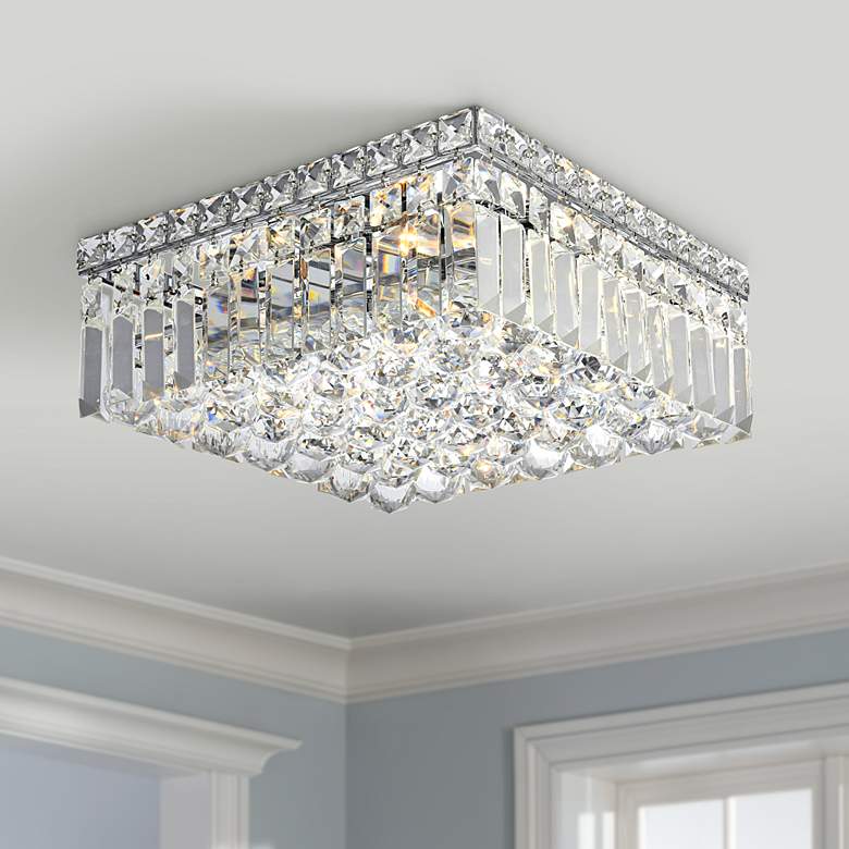 Image 1 Maxime 12" Wide Chrome and Clear Crystal Ceiling Light