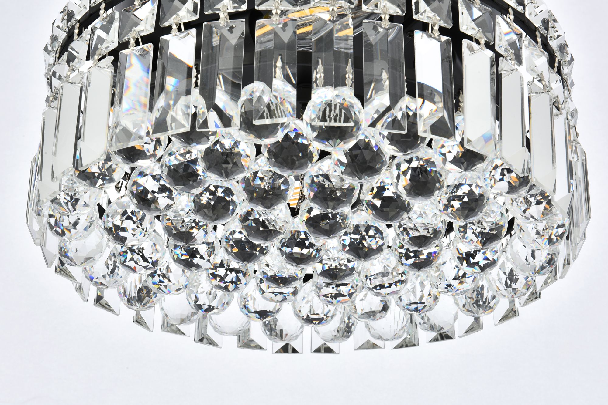 Maxime 12"W Black and Clear Crystal 4-Light Ceiling Light