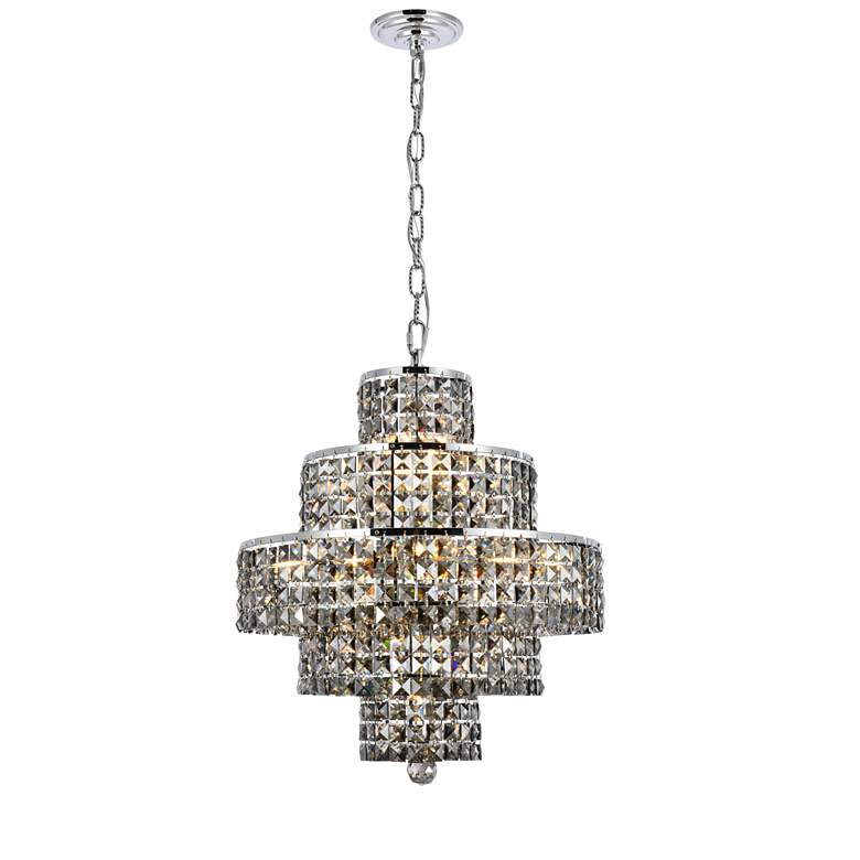 Image 1 Maxime 13 Lt Chrome Chandelier Silver Shade (Grey)