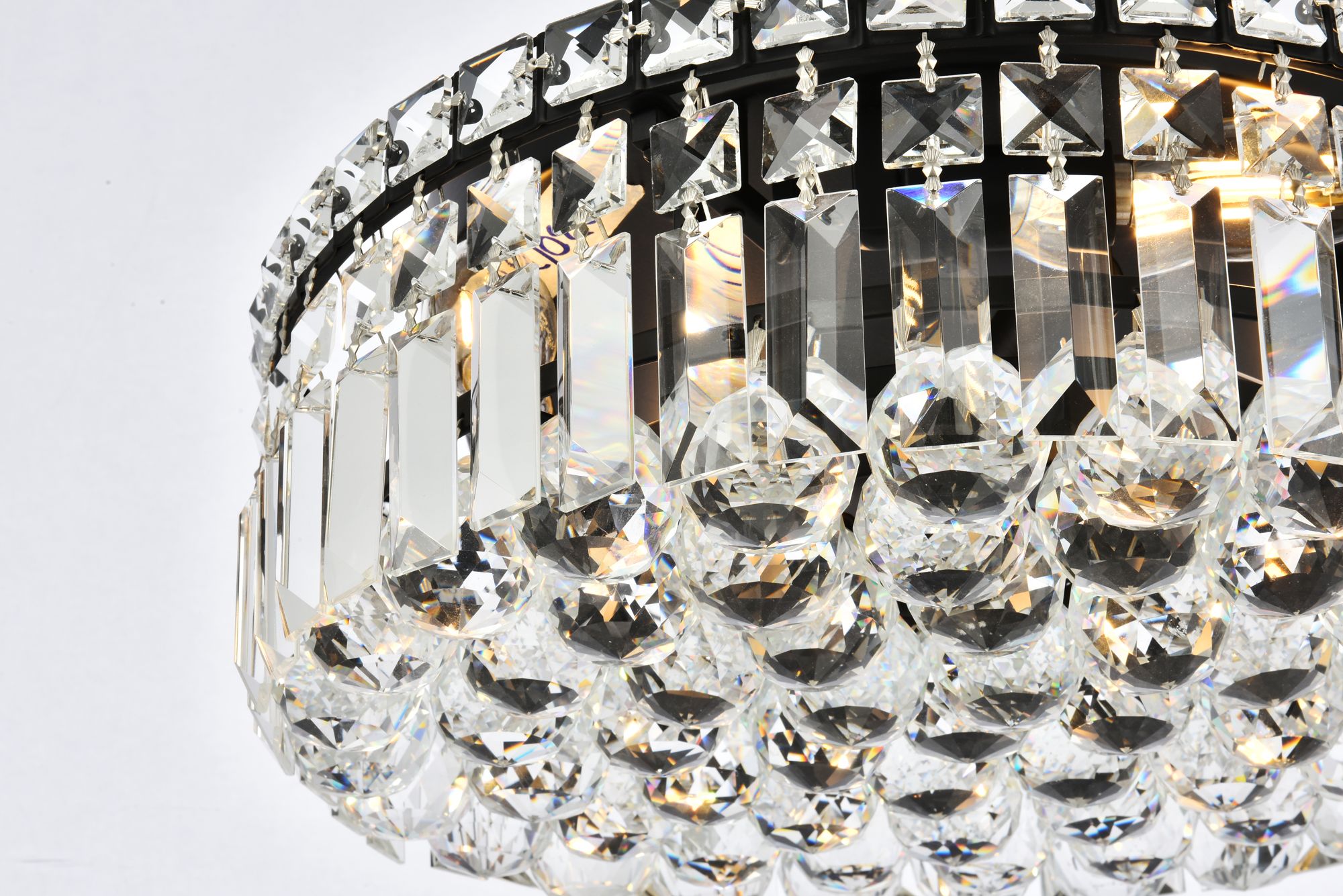 Maxime 16" Wide Black Crystal Ceiling Light in scene