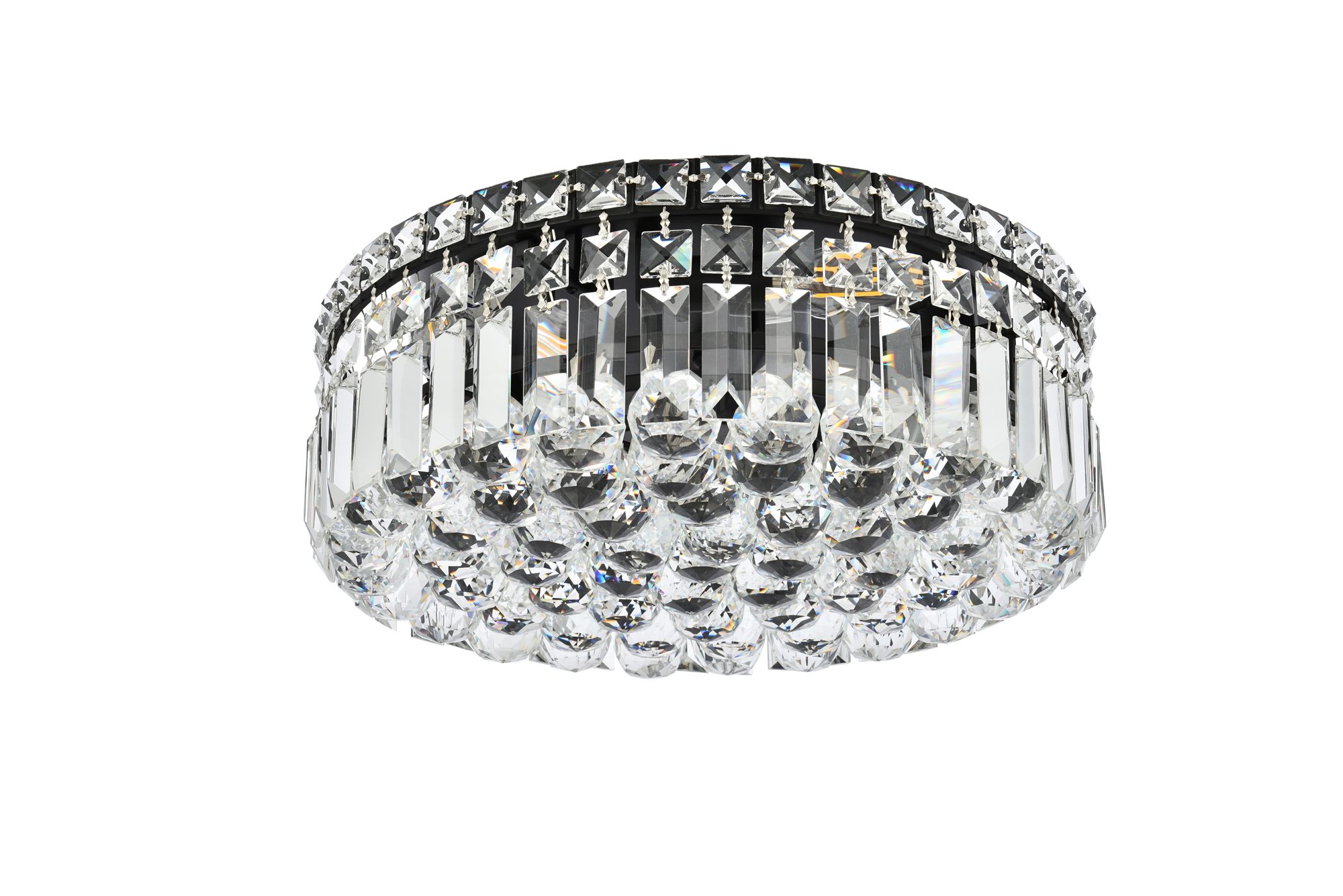 Maxime 16" Wide Black Crystal Ceiling Light in scene