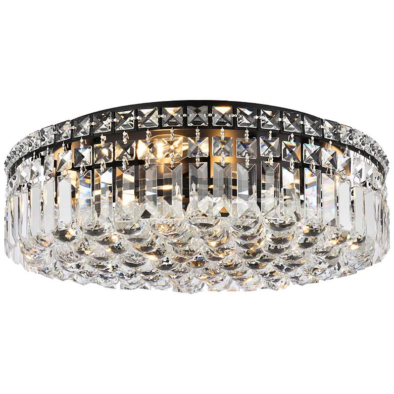 Image 1 Maxime 20" Wide Black and Clear Crystal Drum Ceiling Light