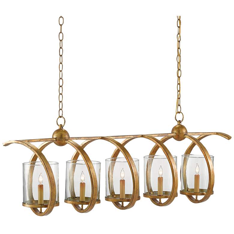 Image 1 Maximus 47 inch Wide 5-Light Washed Gold Leaf Island Chandelier