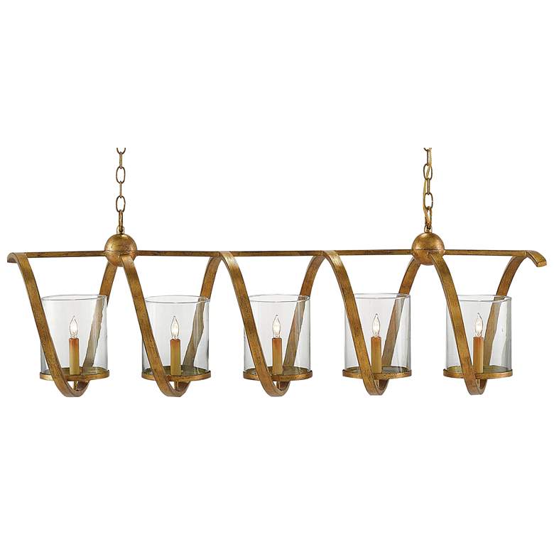 Image 4 Maximus 47" Wide 5-Light Washed Gold Leaf Island Chandelier more views