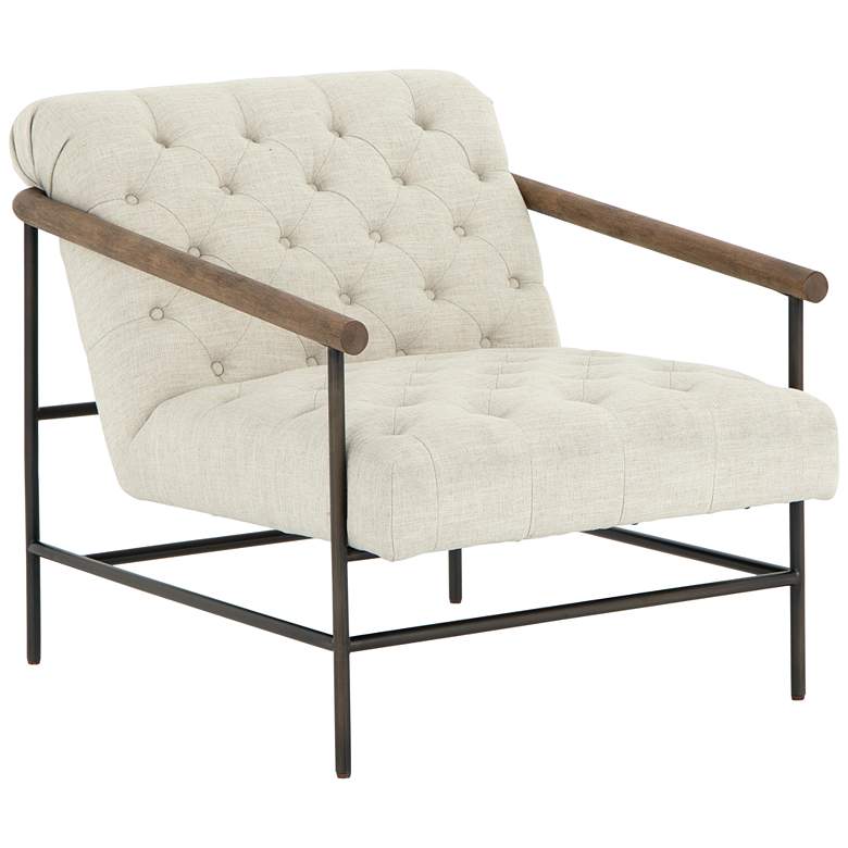 Image 1 Maxine Modern Cambric White Tufted Iron Lounge Chair